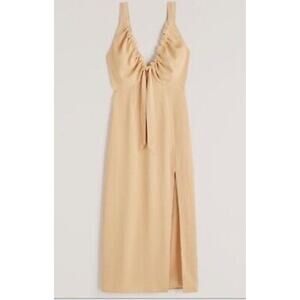 NWT Abercrombie & Fitch Cinched Neckline Midi Slip Dress with Slit Size Large